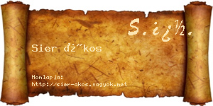 Sier Ákos névjegykártya